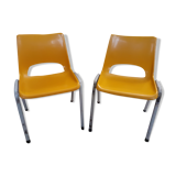 Pair of children's chairs year 70 R. Bontemps