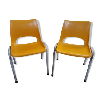Pair of children's chairs year 70 R. Bontemps