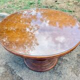 80s round rattan and wicker table