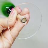 6 Flûtes A Champagne En Verre Soufflé Torsadé 2 Couleurs Vert Et Ambré