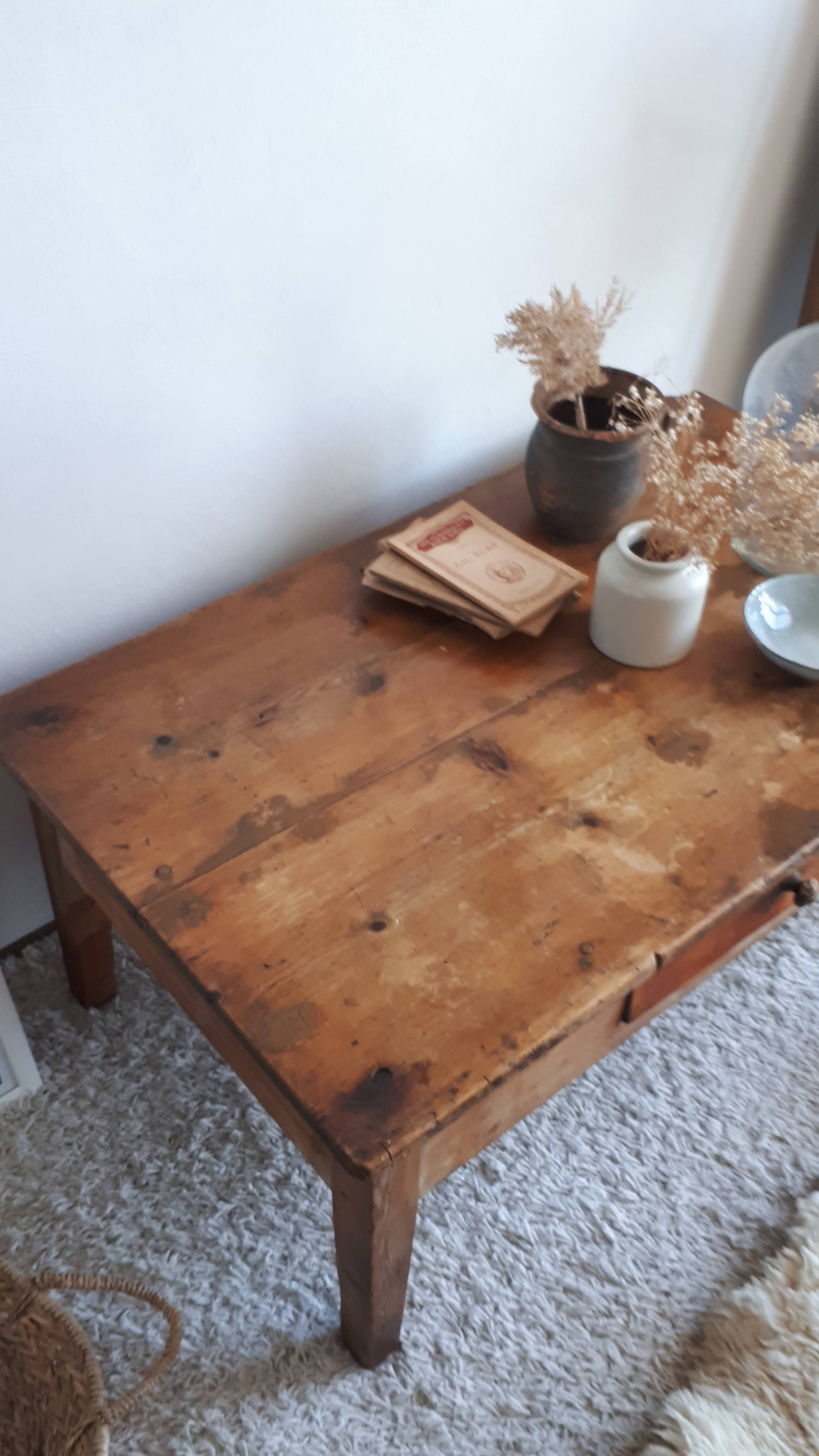 Old-spirited coffee table farm table