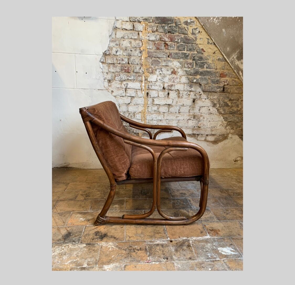 vintage rattan armchair 1970S by KOK Maison, France