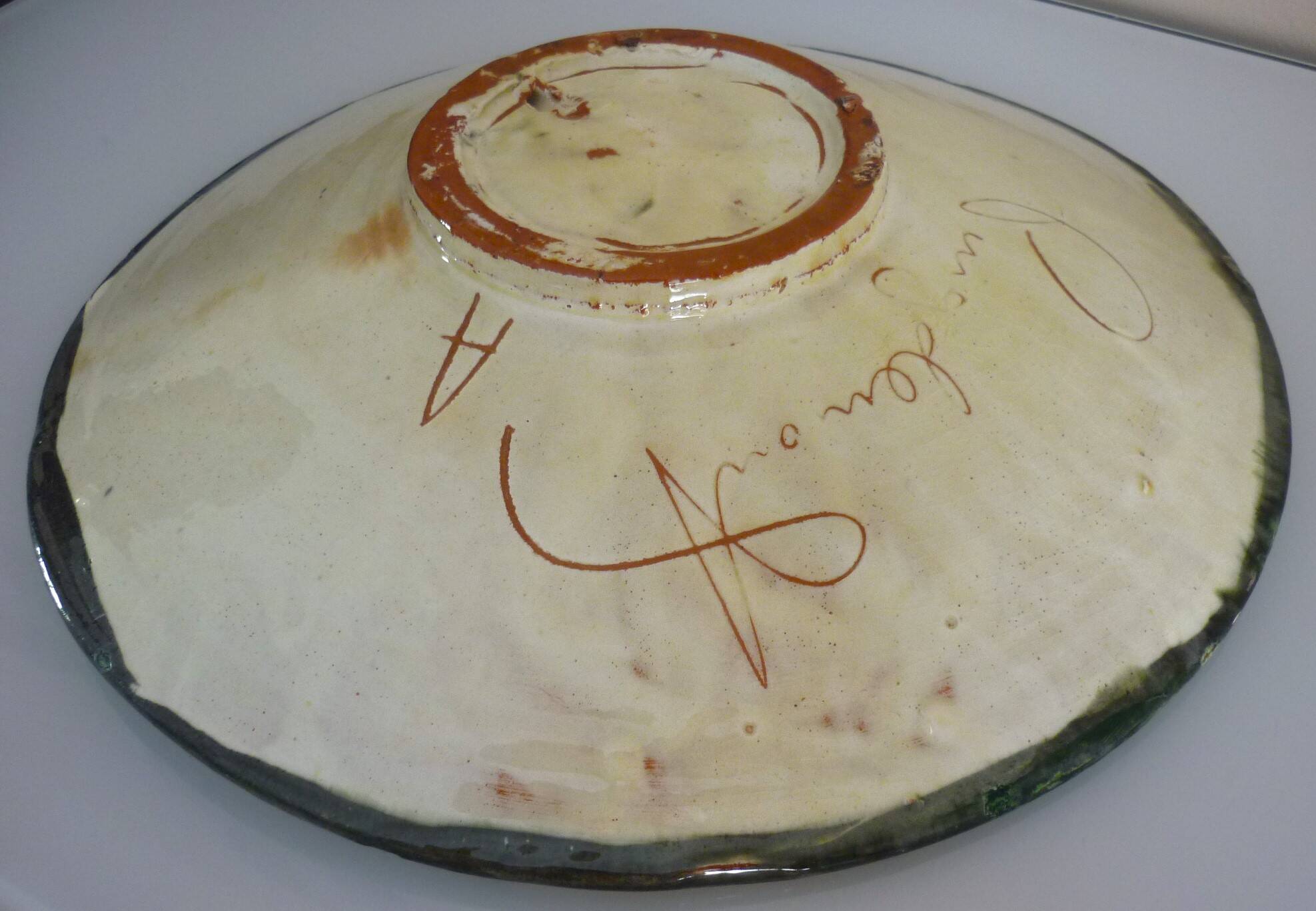 Ceramic dish, enameled terracotta, signed Puigdemont, 1960s, fish