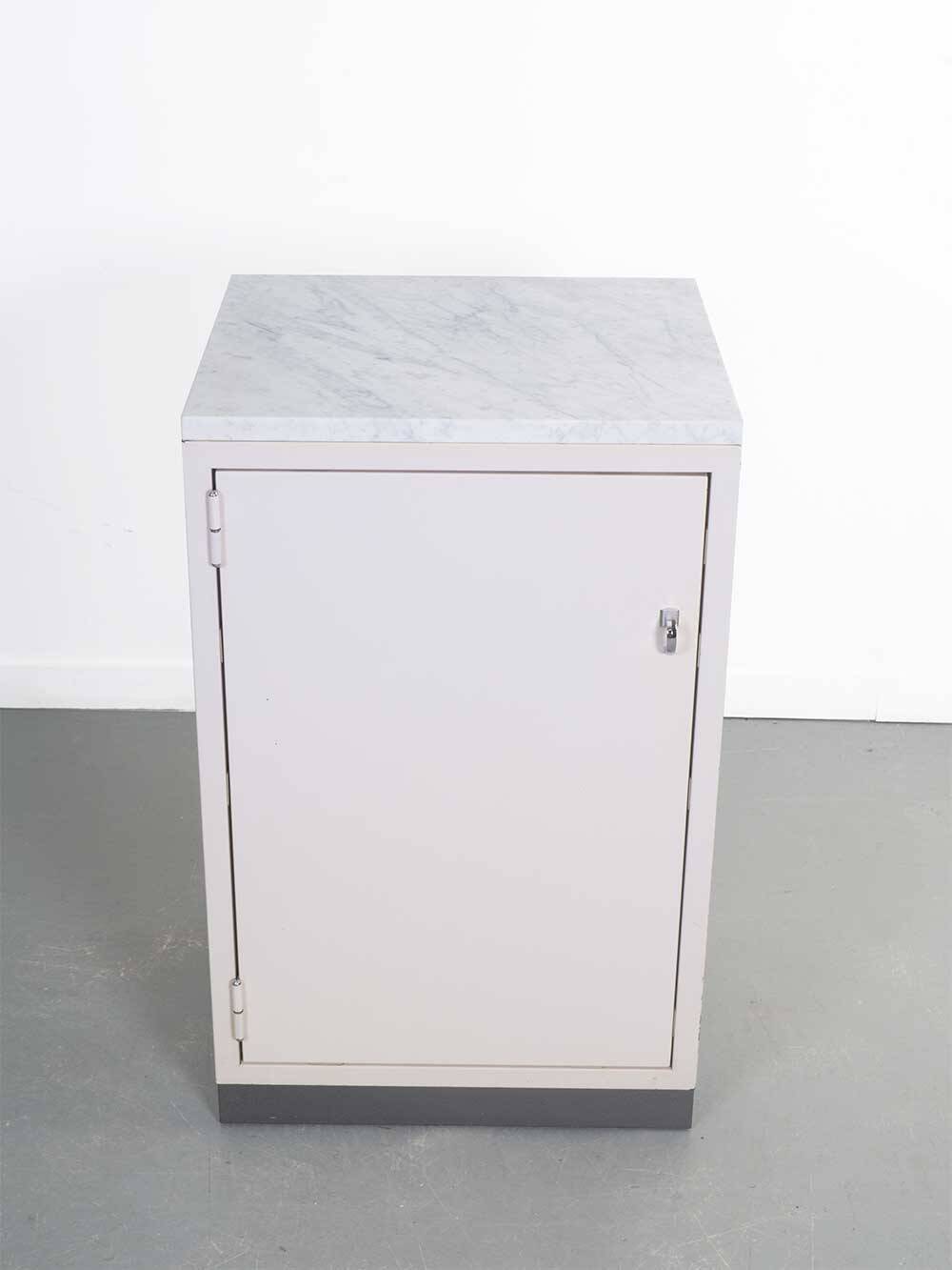 Set industrial cabinets with marble top.