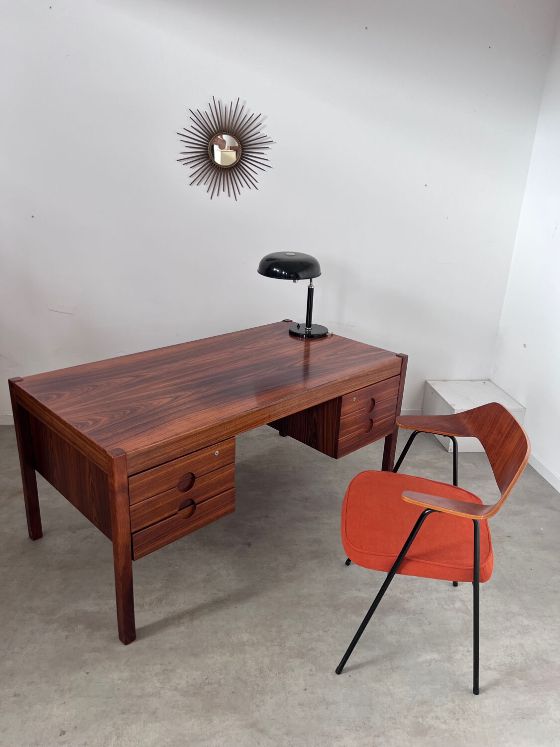 Old Danish Scandinavian desk in rosewood veneer designed by Christian Linneberg
