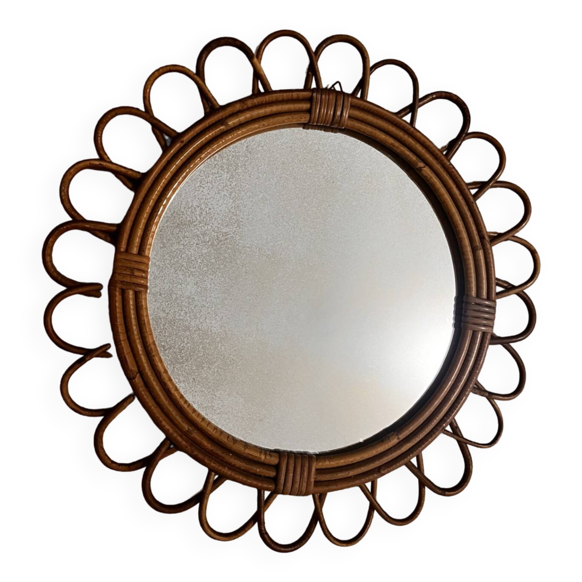 Antique rattan mirror
