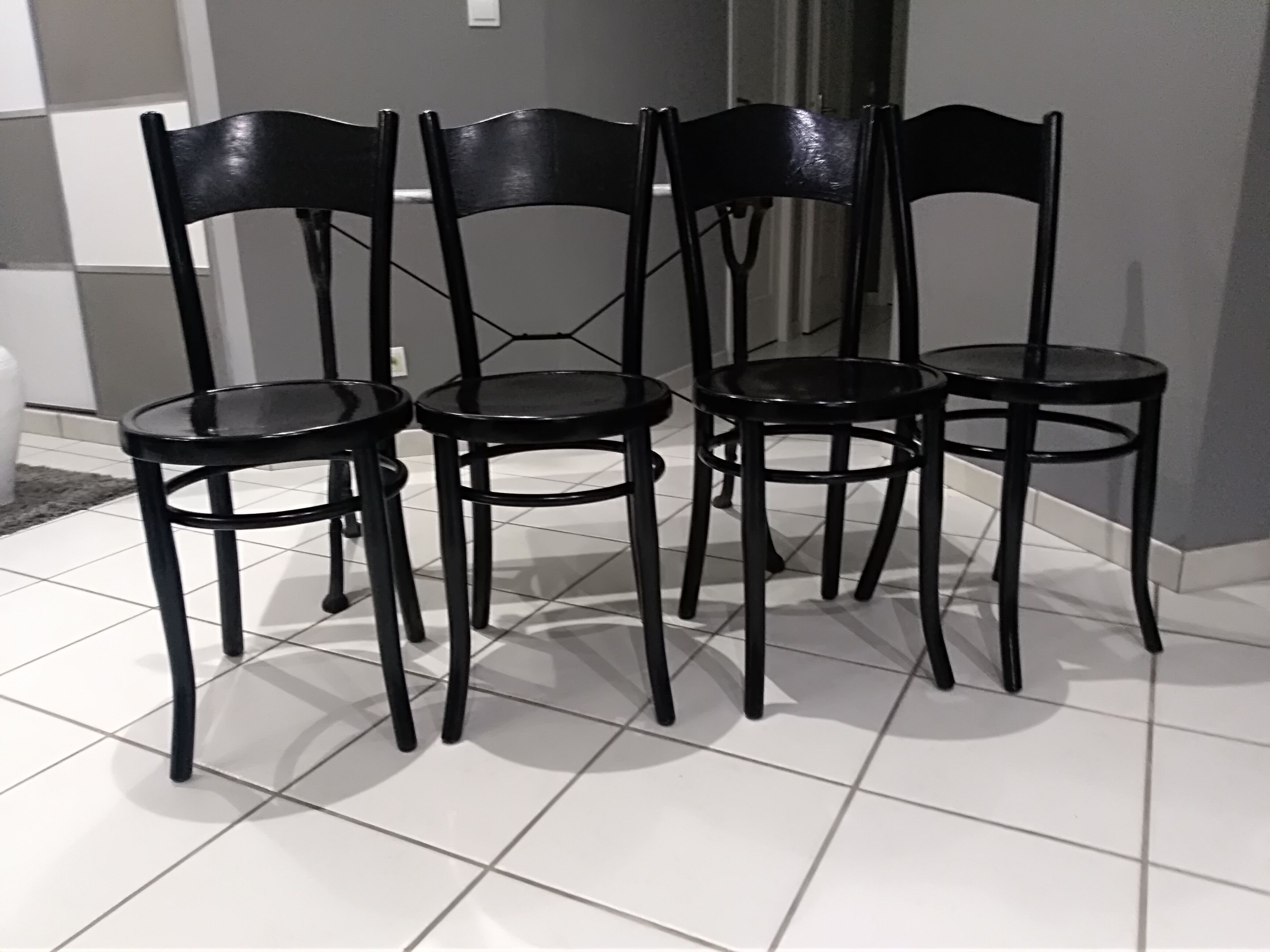 Table Bistro marble and 4 chairs Baumann