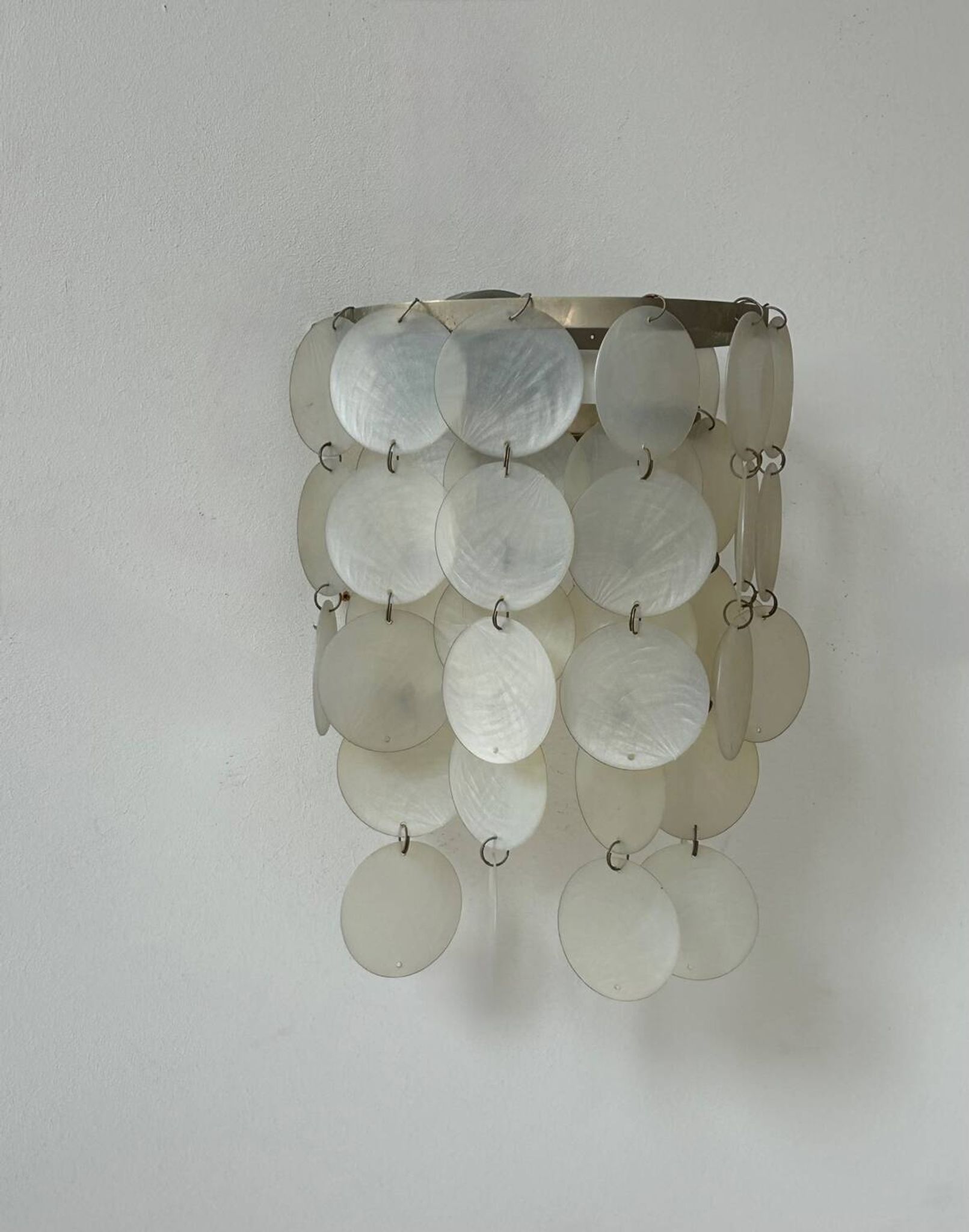 Pair of vintage mother-of-pearl and metal wall lights, France 1950s