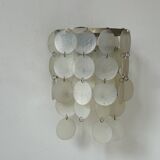 Pair of vintage mother-of-pearl and metal wall lights, France 1950s