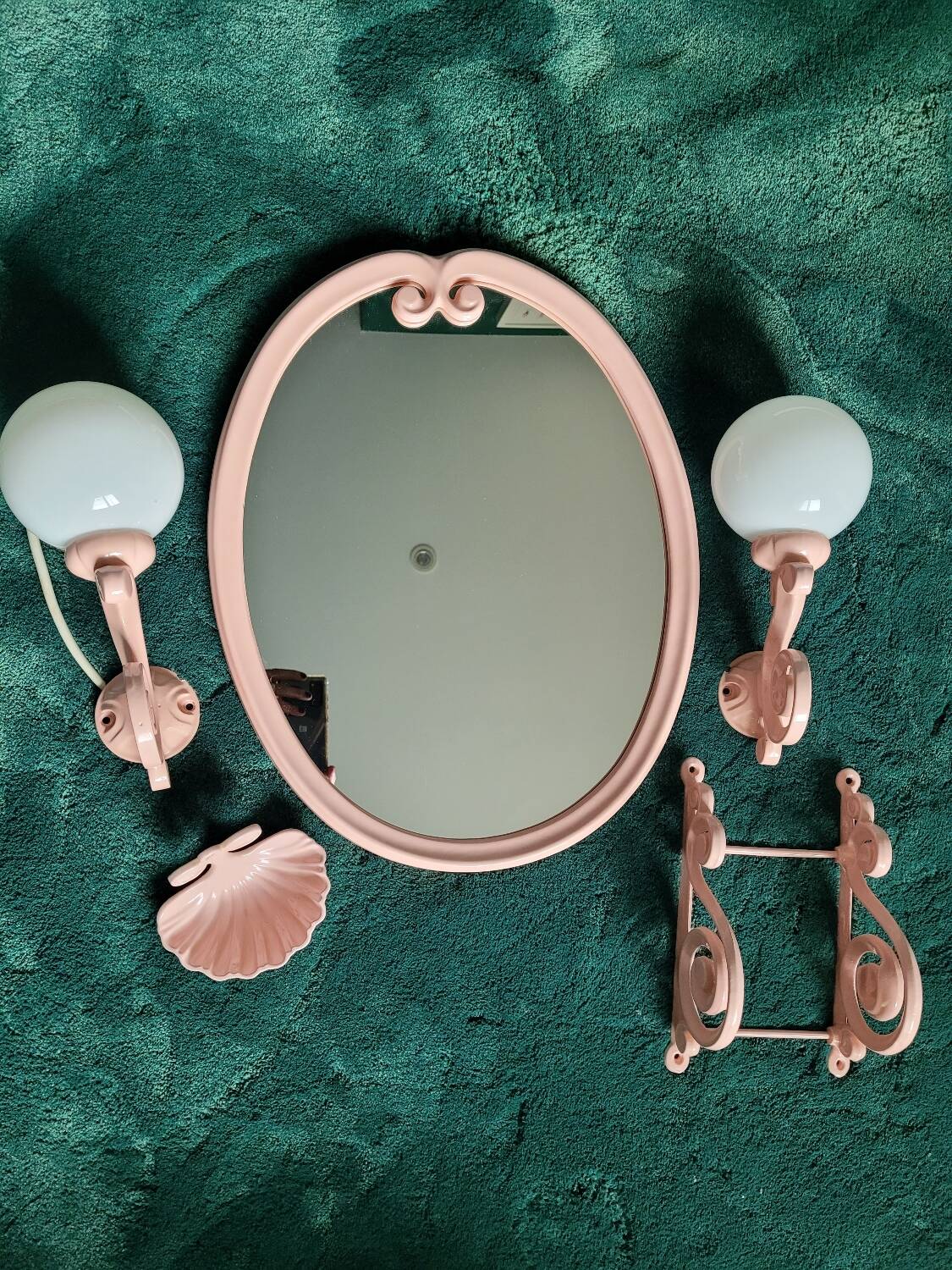 Pink Cast Iron Bathroom Set