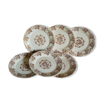 Six antique plates opaque porcelain from gien, service "osborne"
