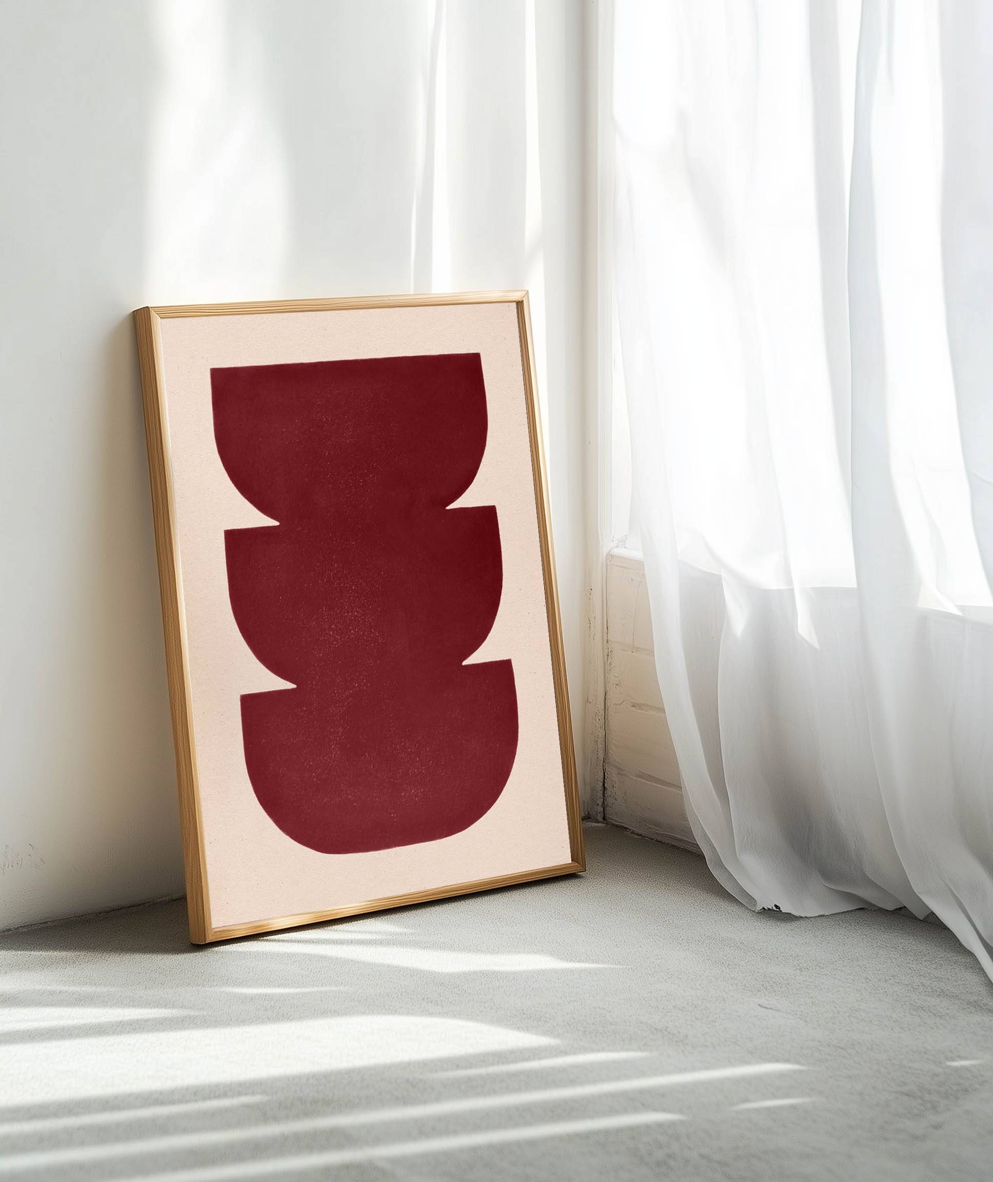 Abstract painting 50x70cm wine red signed Eawy