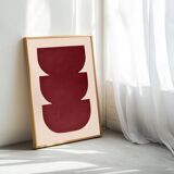 Abstract painting 50x70cm wine red signed Eawy