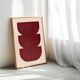 Abstract painting 50x70cm wine red signed Eawy