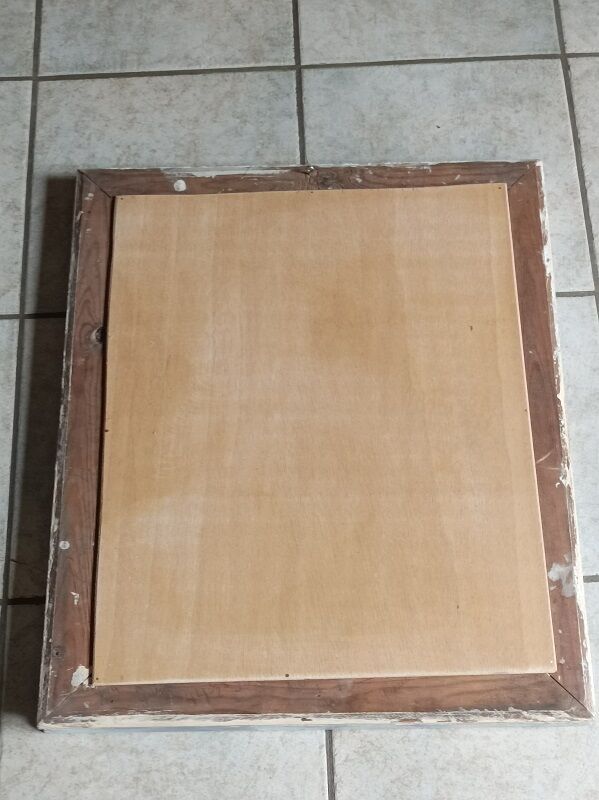 Mirror Patinated white wood frame