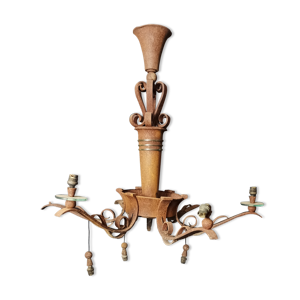 Lustre Art Déco en fer forgé