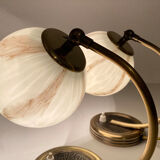 Pair of vintage lamp art deco bauhaus, 30s, marbled glass brass