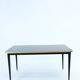 Dining Table, High Gloss Laminate, Brass, Tapered Legs, Navy Blue - L
