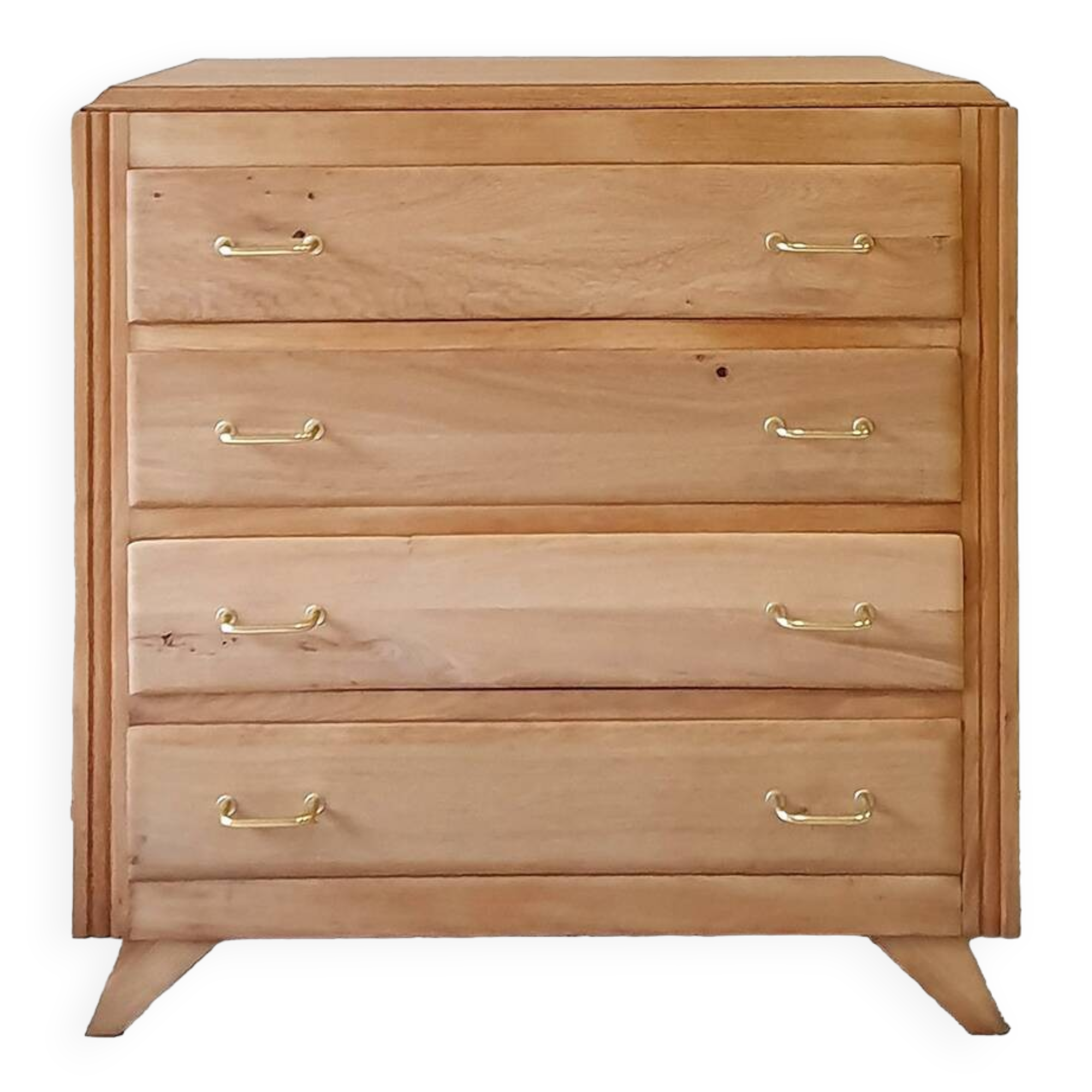 Oak compass foot chest of drawers