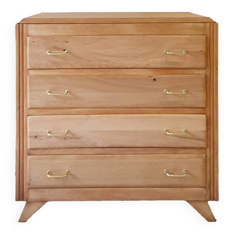 Oak compass foot chest of drawers