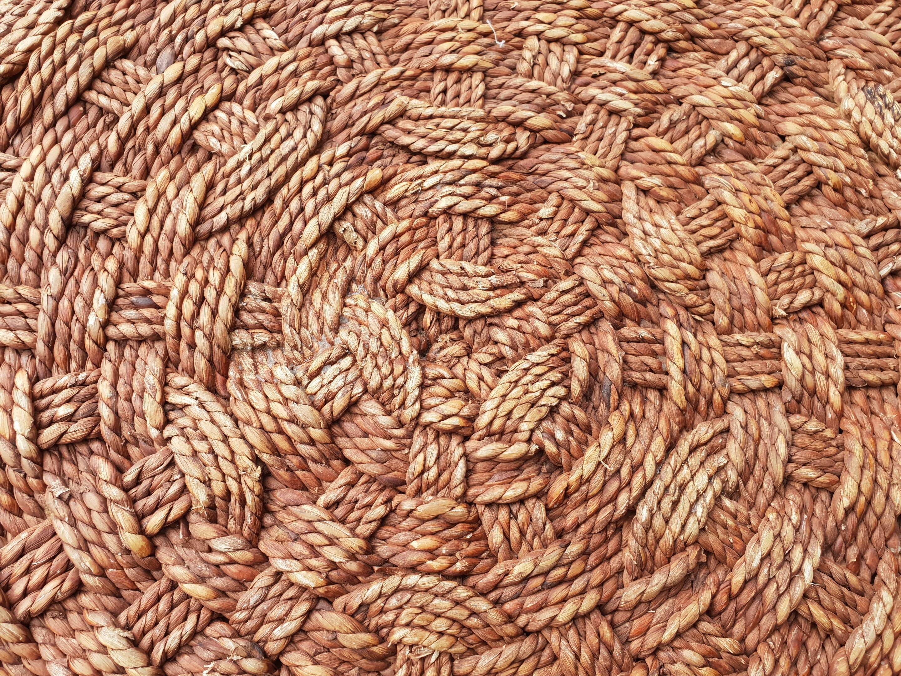 Vintage rope coffee table and stools