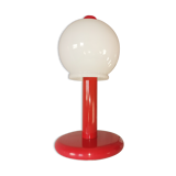 Mushroom lamp in lacquered steel and opaline, bubble gum, space age, 1970