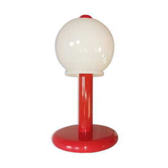 Mushroom lamp in lacquered steel and opaline, bubble gum, space age, 1970