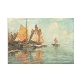 Peinture à l’huile des années 1920, 71 cm x 100 cm