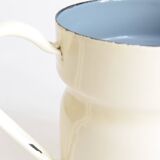 Vintage enameled sheet metal milk jug with lid f