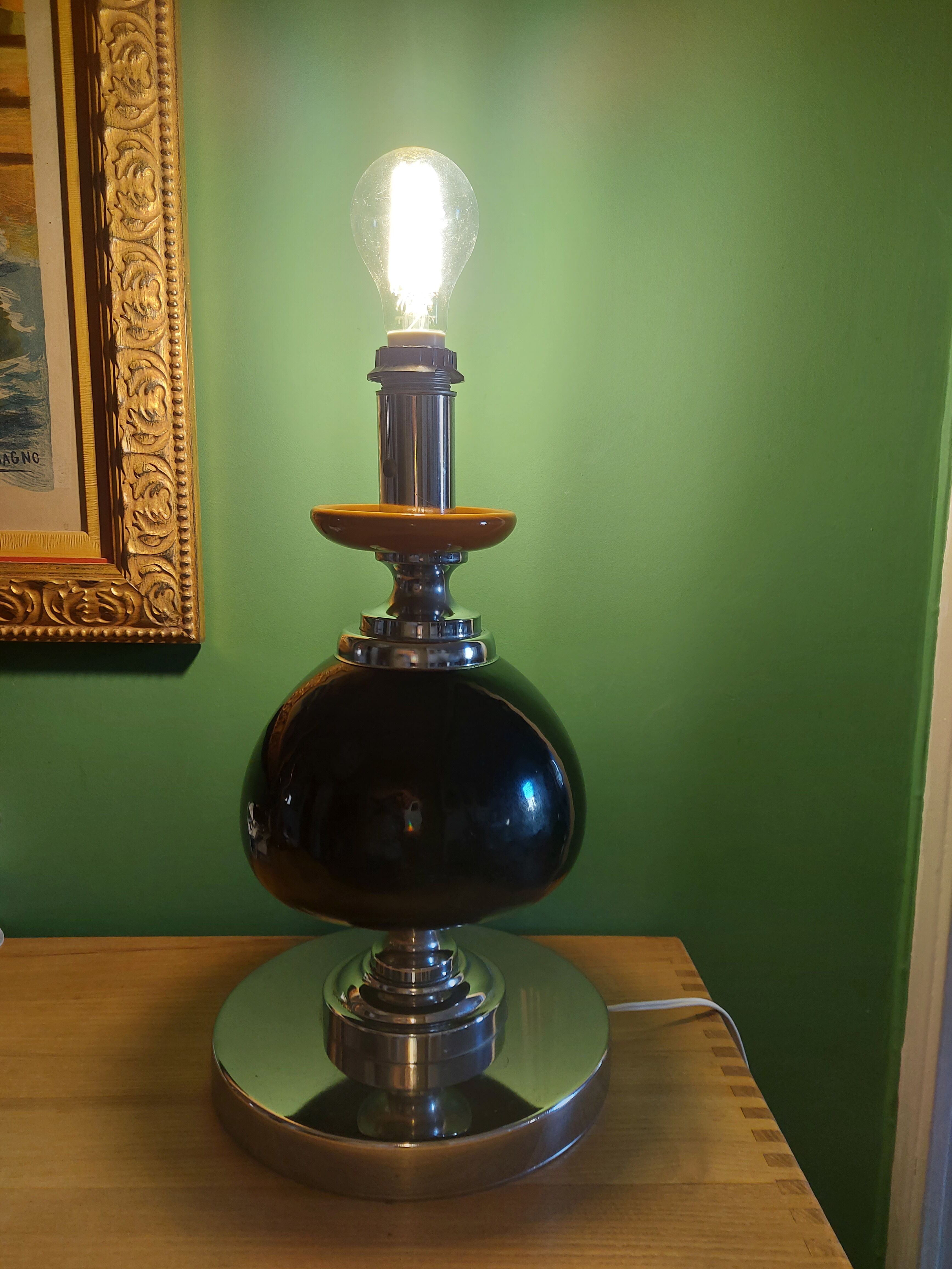 Large vintage 70'S lamp in aluminum and metal
