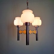 Lustre Space Age in chrome metal and opaline, G. Sciolari, 1970