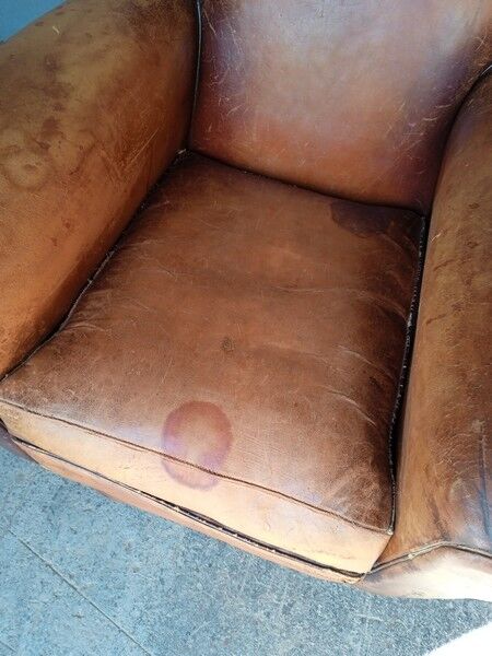 Club leather armchair art deco period 1940
