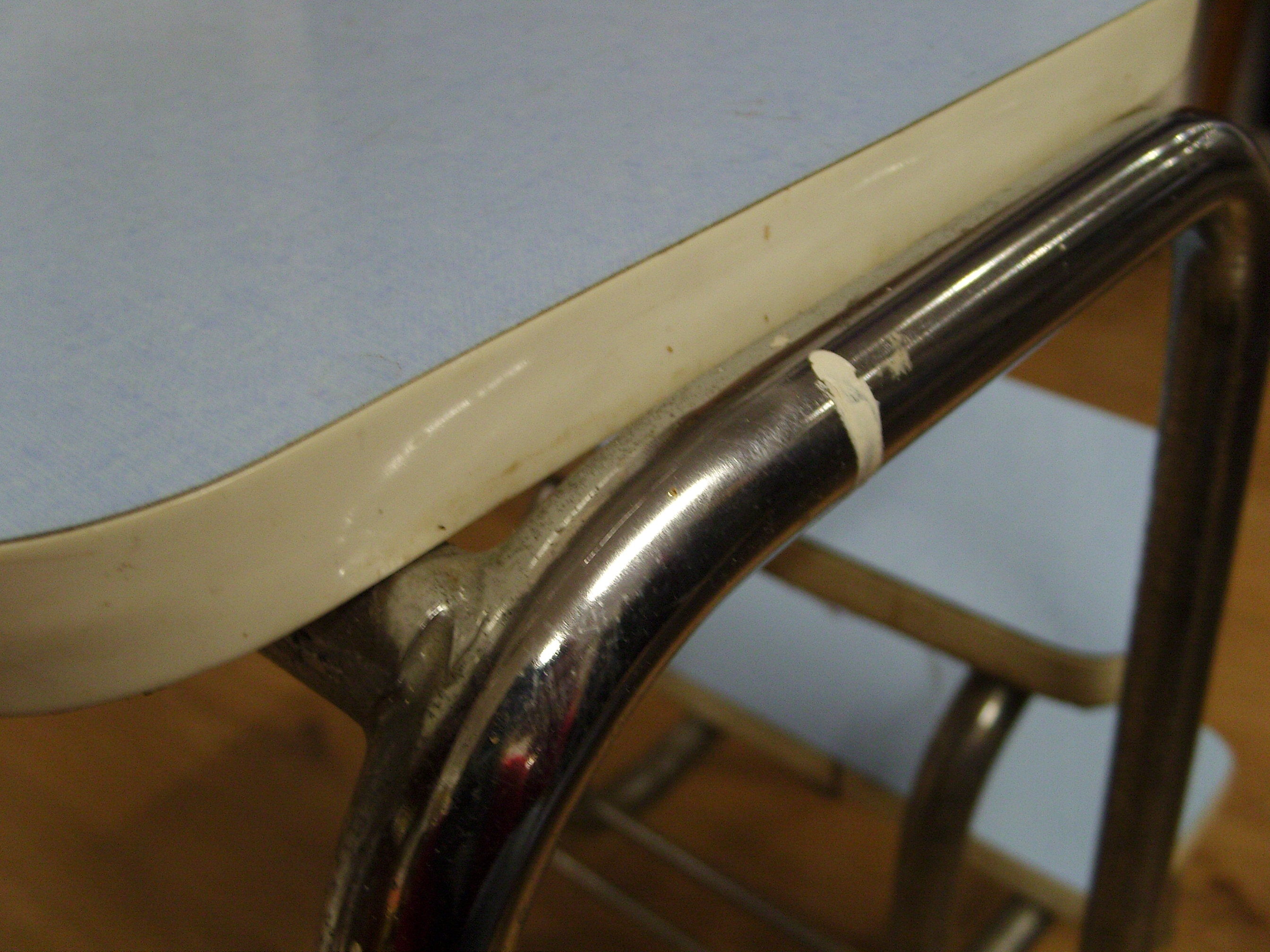 Stepladder stool in sky blue formica Vintage