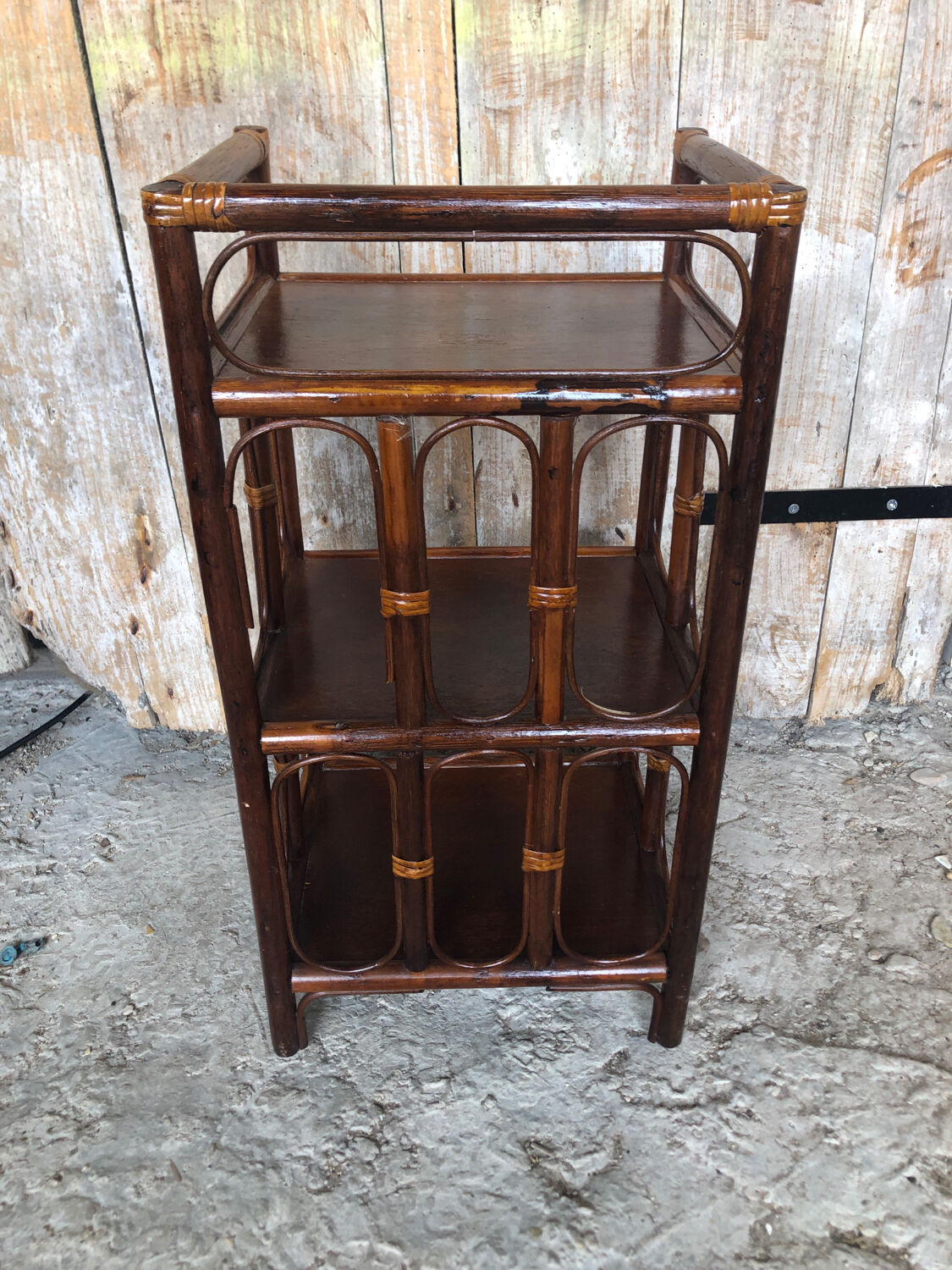 Rattan accent furniture vintage shelves #a232