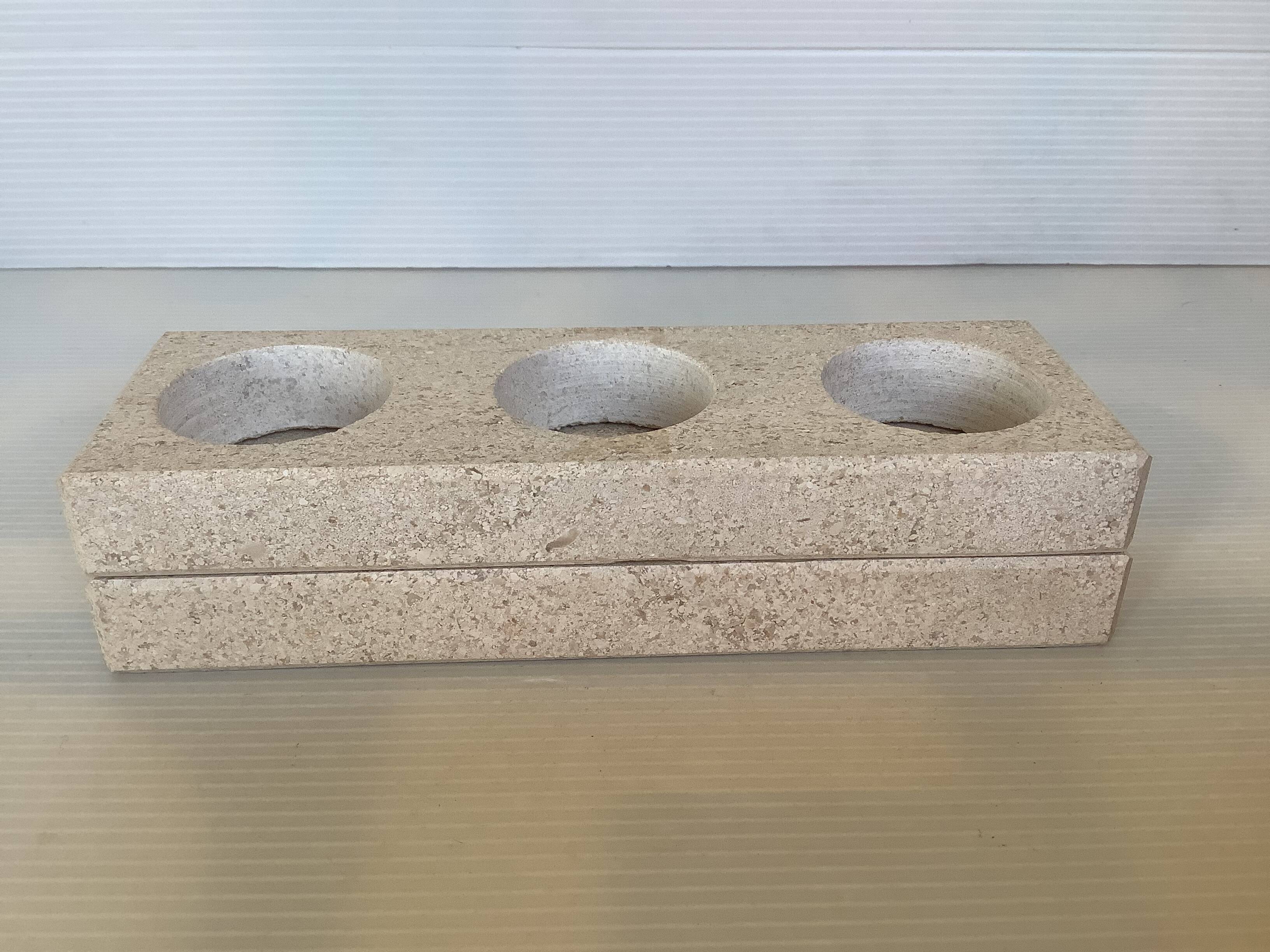 Travertine candle holder