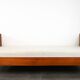 Danish teak bed from the 1960s / reupholstered mattress