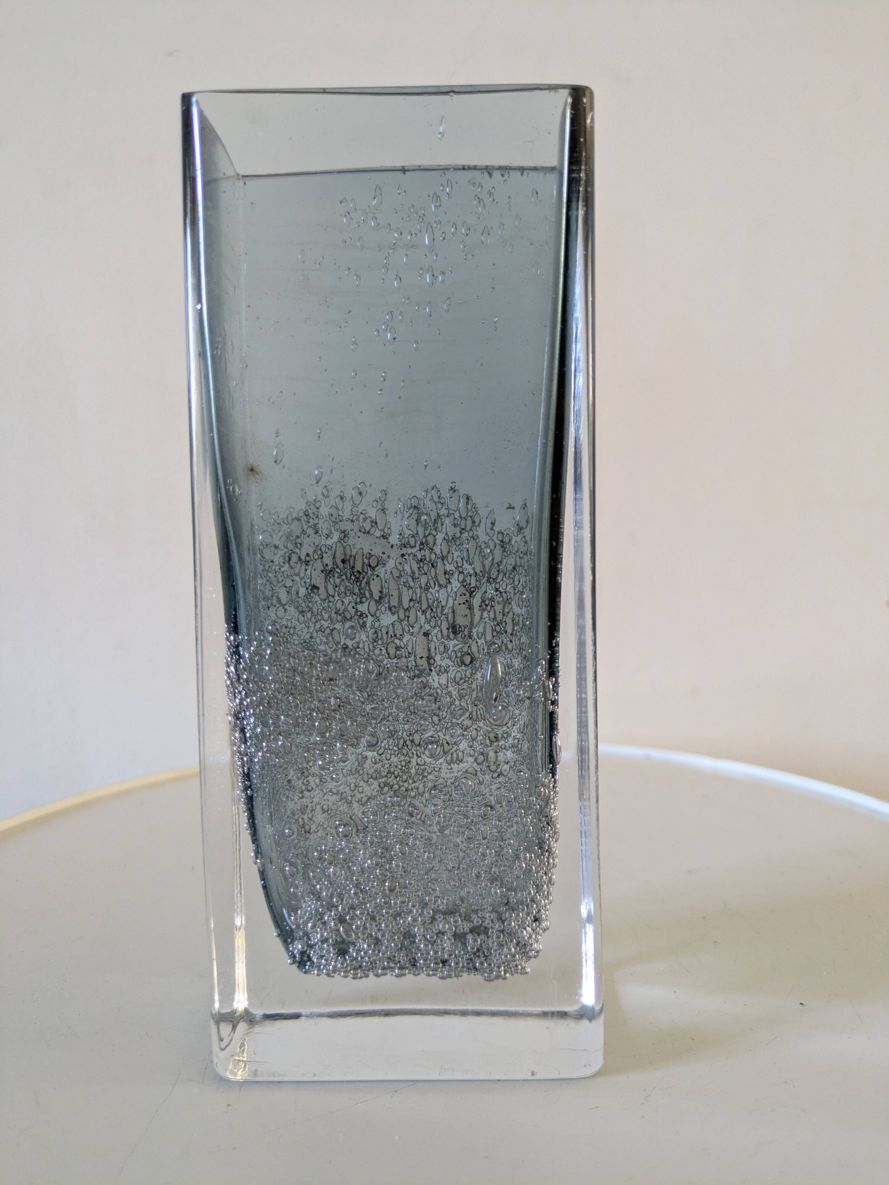 Bubble blown glass vase, 70s design