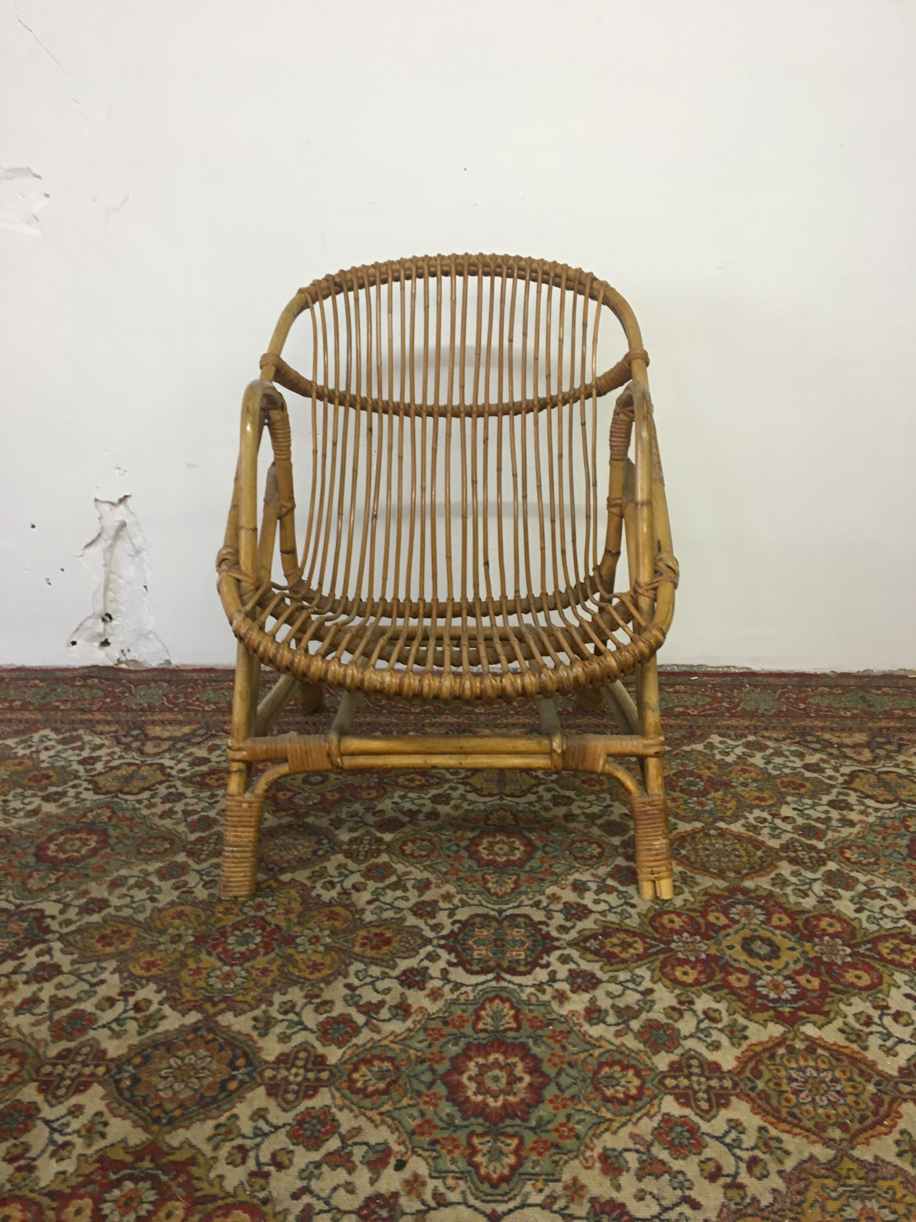 Rattan shell armchair