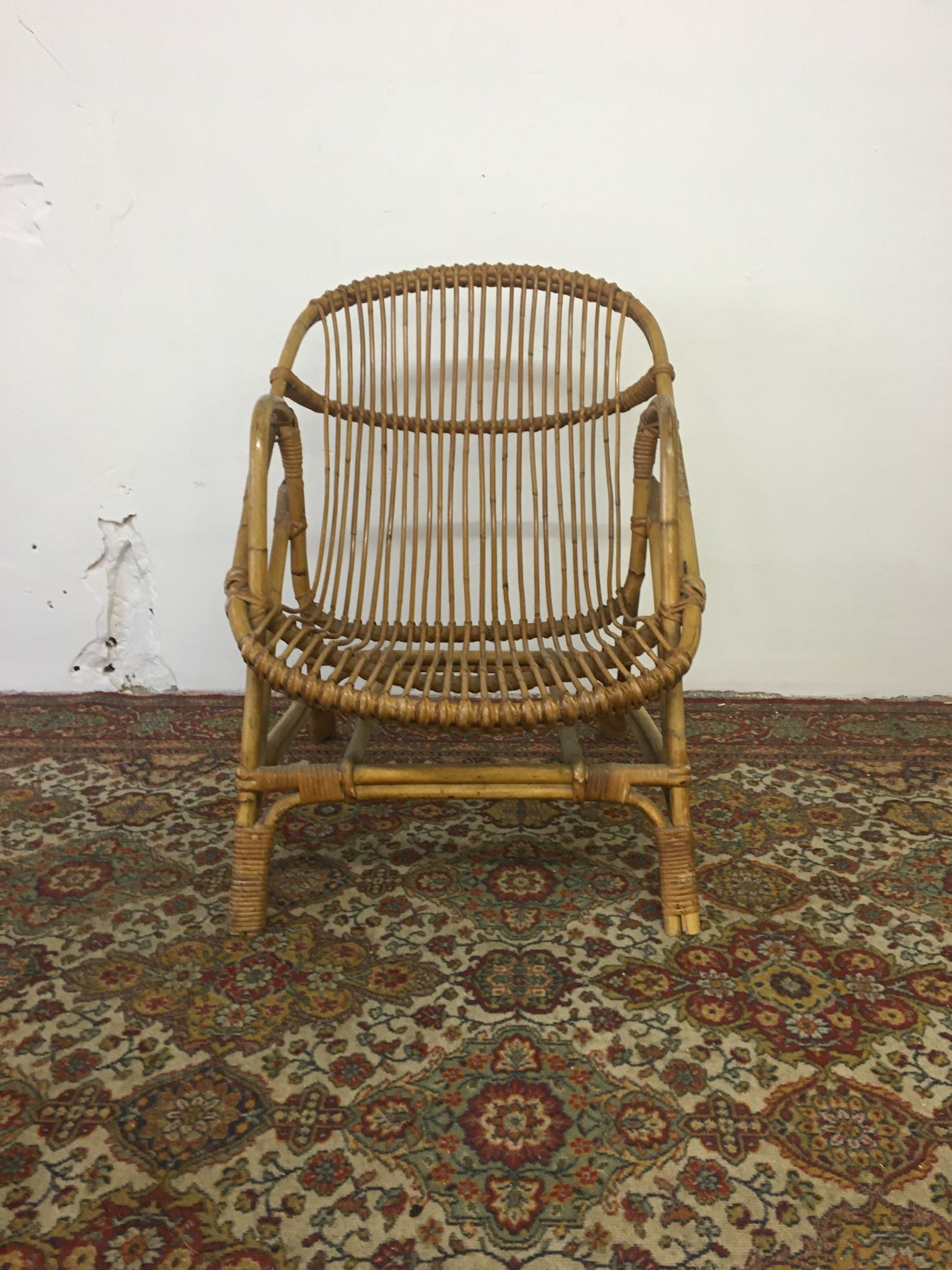 Rattan shell armchair