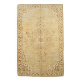 7x10 Vintage Cream & Brown Persian Rug, 205x316Cm