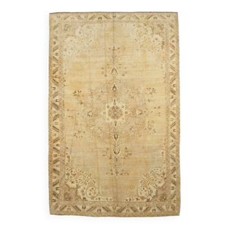 7x10 Vintage Cream & Brown Persian Rug, 205x316Cm