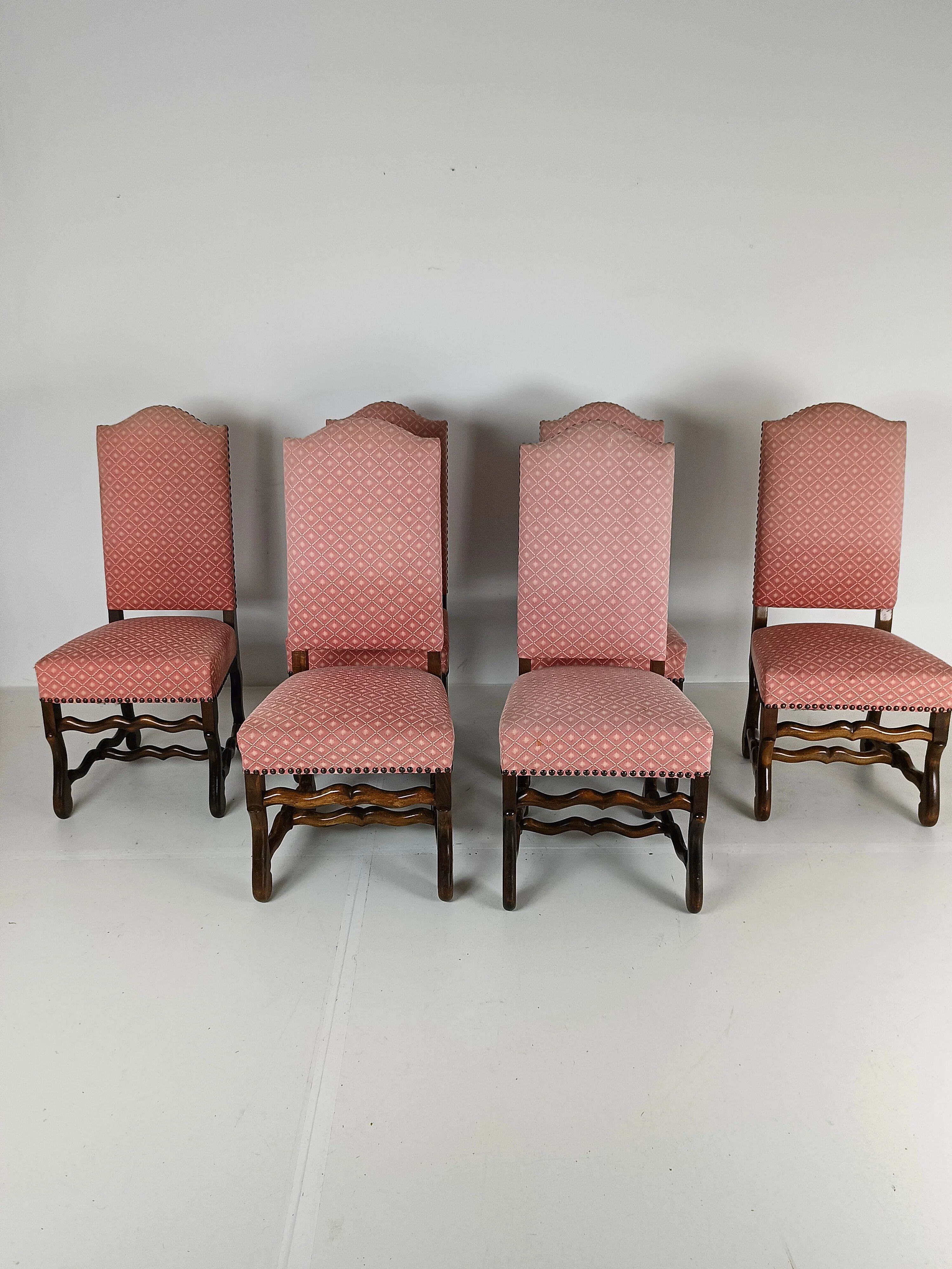 Beech Os De Mouton tapestry chairs (set of 4)