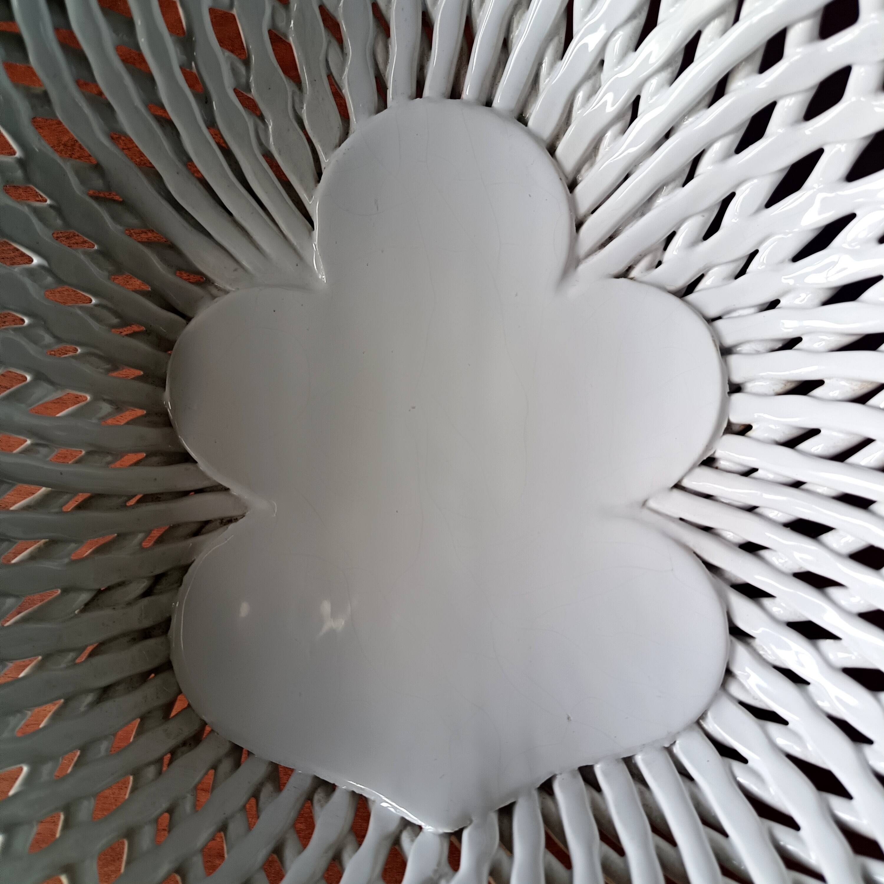 Large white twisted ceramic basket