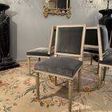 Suite of 4 lacquered chairs Louis XVI style nineteenth era