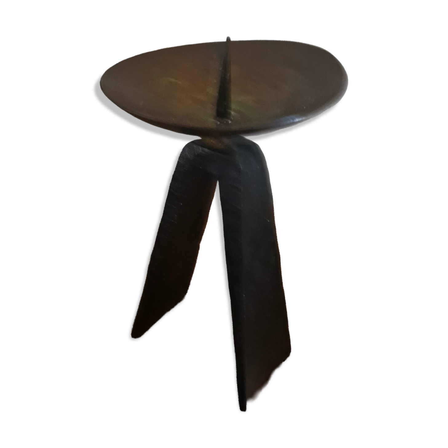 Brutalist candle holder from the '60s, made of cast iron and copper from the former GDR.