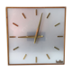 Large electric office clock vintage brass and wood Annees 60