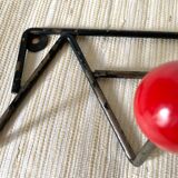 Coat rack metal and wood, 4 hooks, 50s