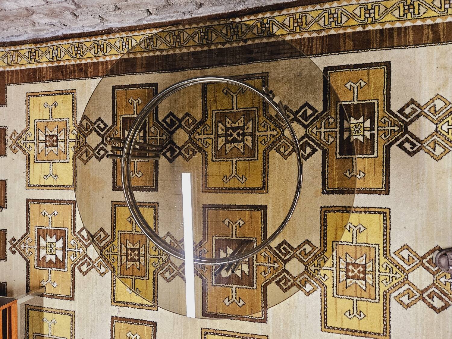 Table basse ronde verre fumé 1970