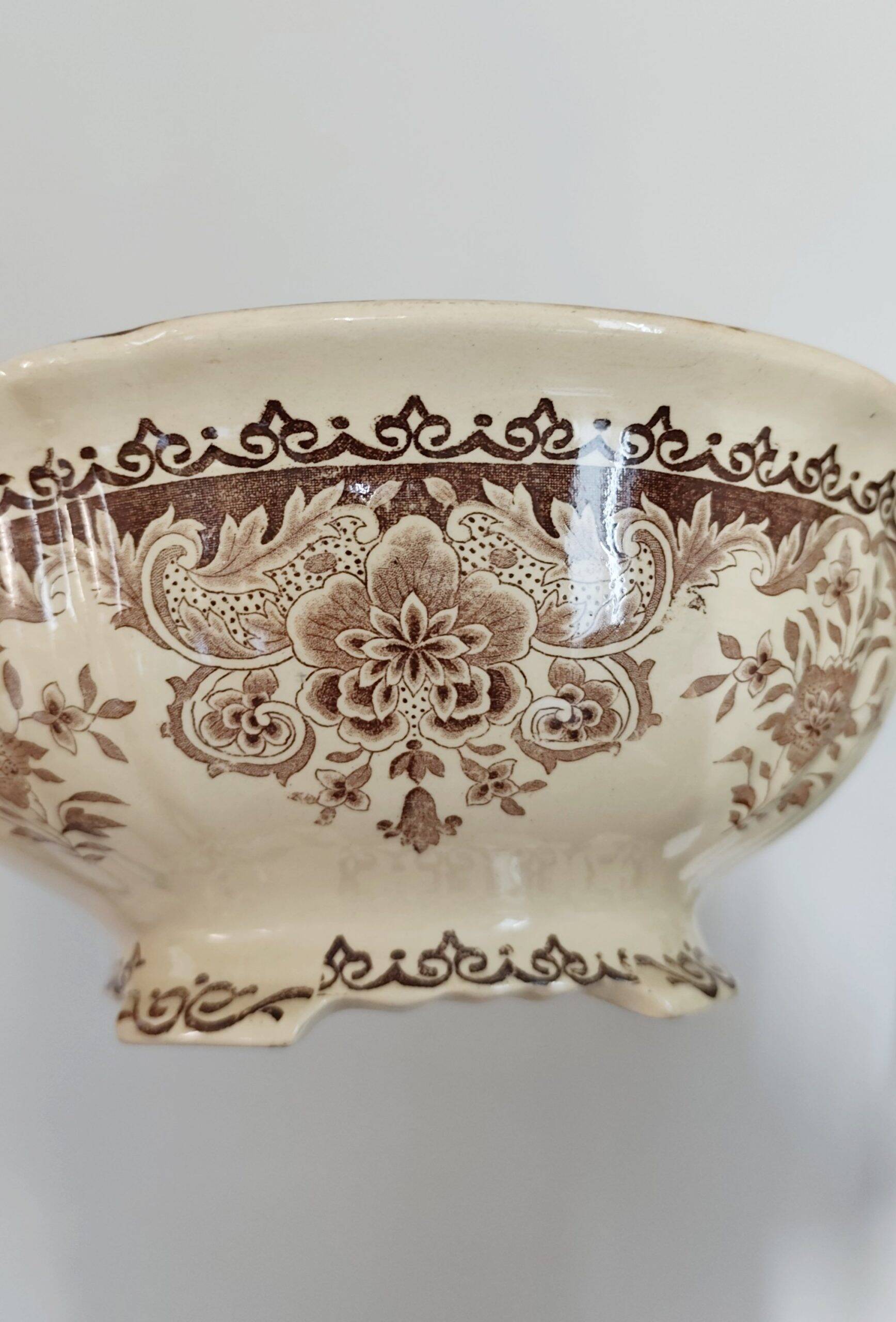 Large antique ironstone salad bowl, BFK Belgium
