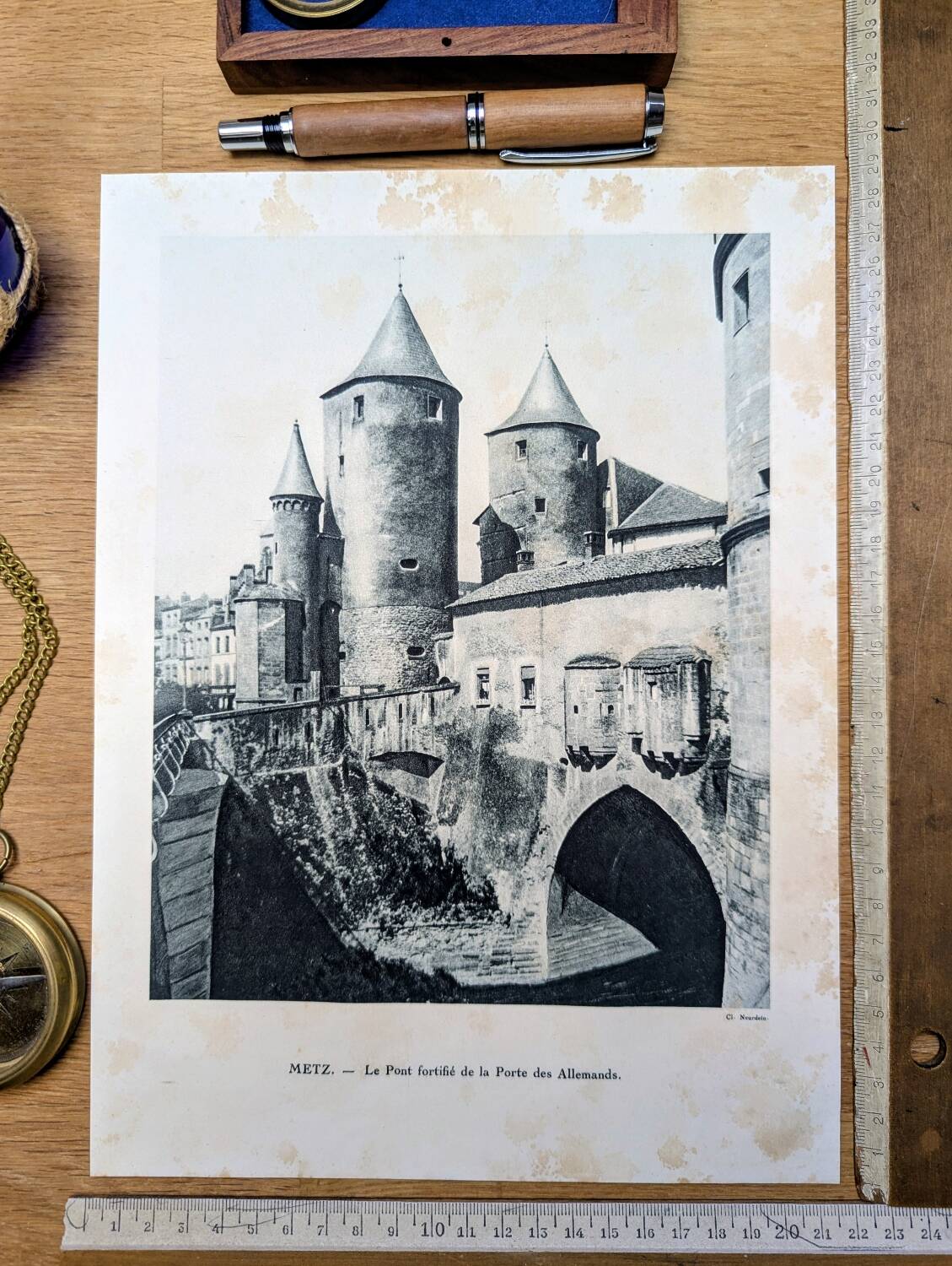 Heliogravure of Metz, vintage printed in 1926.